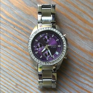 Fossil chronograph watch with rhinestones